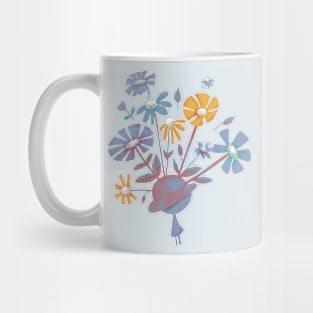 Blue Bowler Hat full of Flowering Blooms & pink person Mug